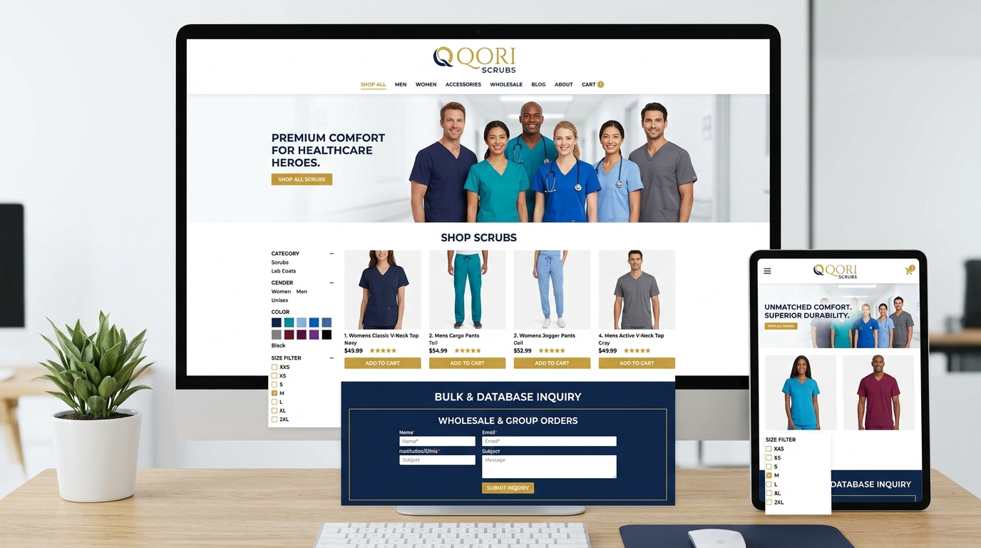 Sitio Web Qori Scrubs Uniformes Médicos